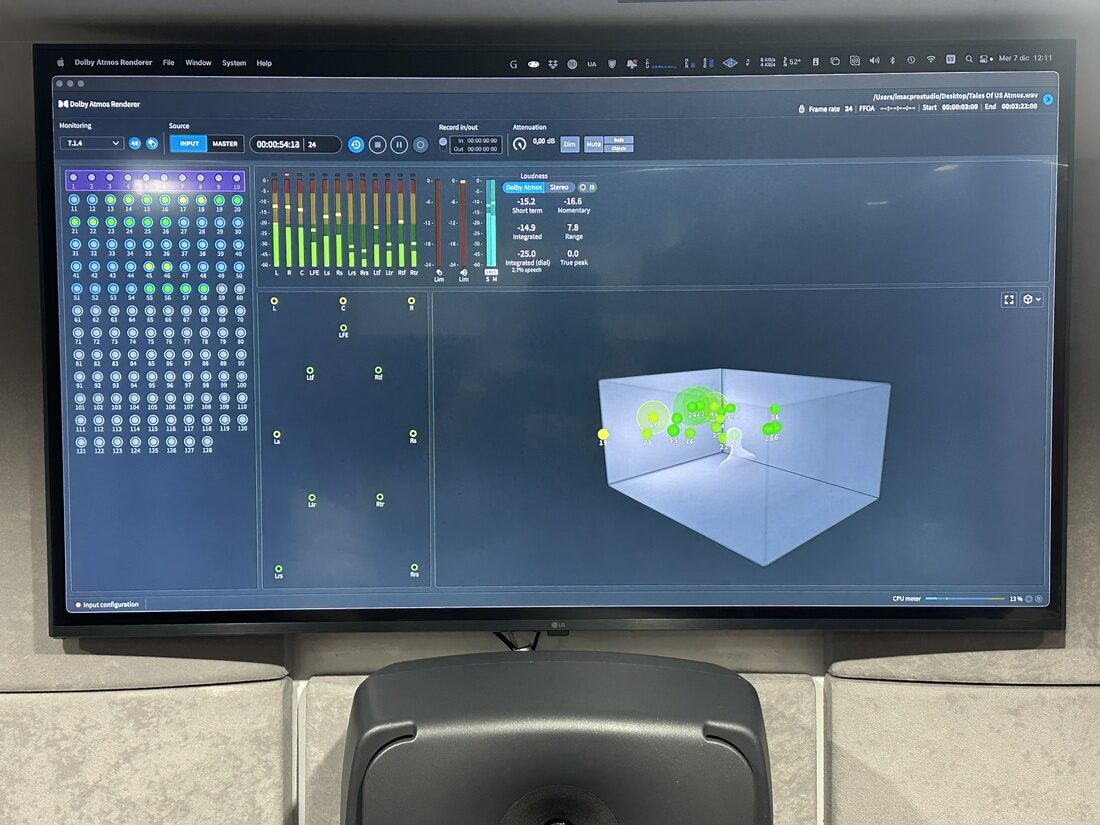Dolby Atmos renderer screen at Graba Music Studio